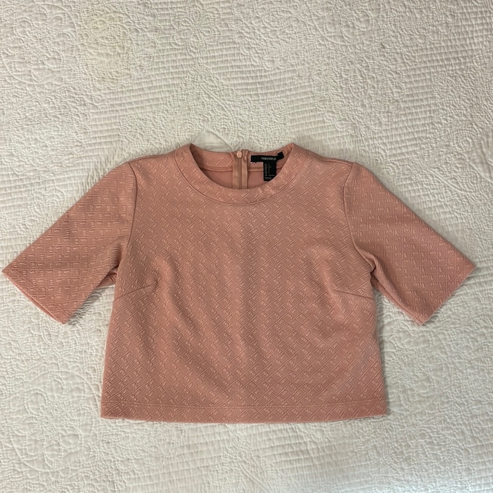 Pink Zip Back Crop Top